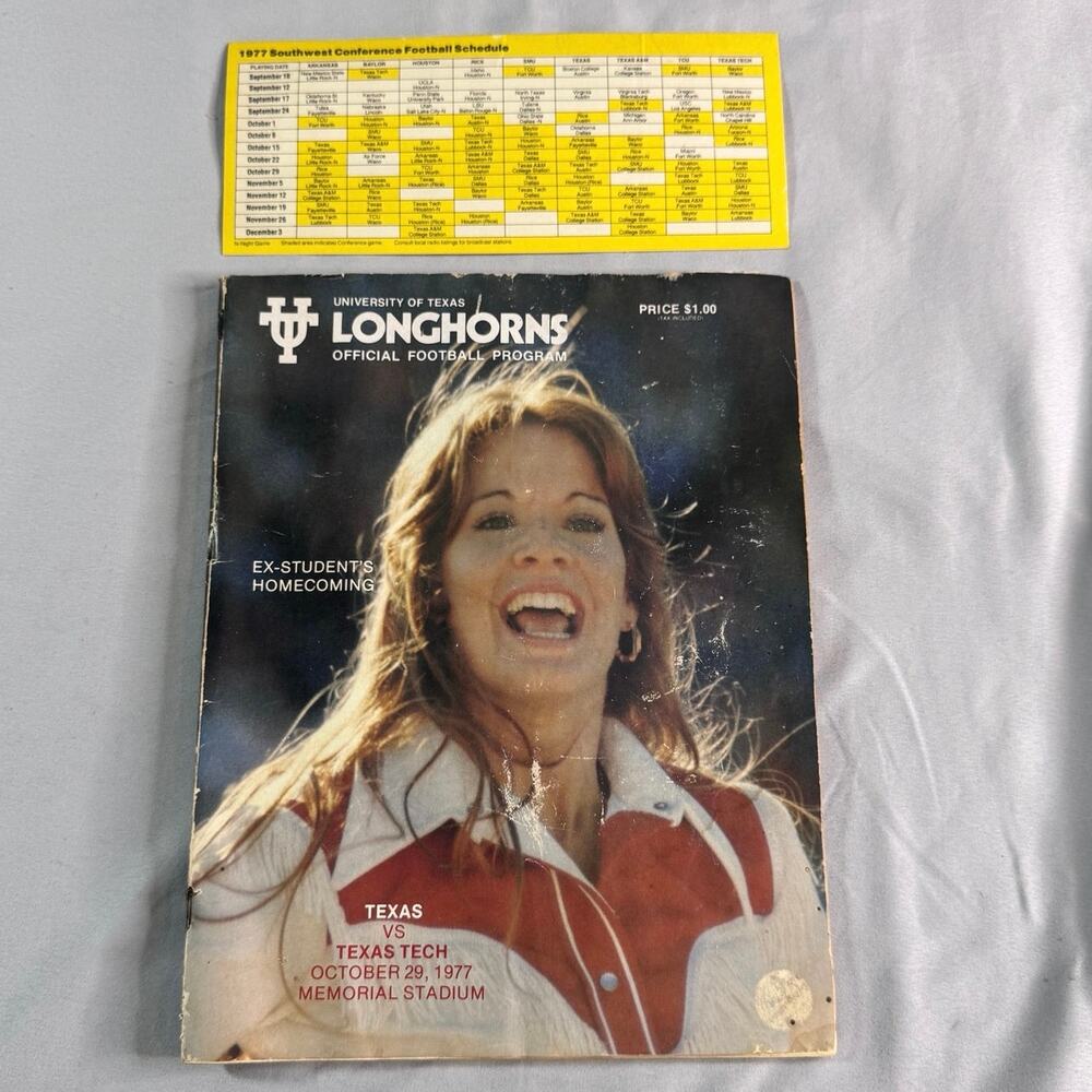1977 Texas Longhorns vs Texas Tech Official Football Program SWC Schedule